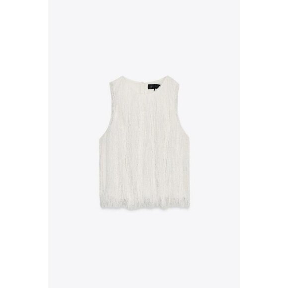 ZARA FRINGED CROP TOP - Picture 1 of 9